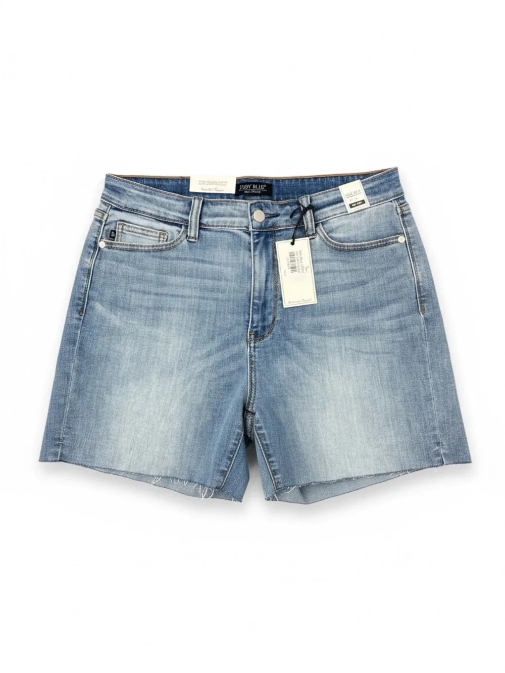 Judy Blue Denim Shorts Womens XL Blue New Mid Rise Raw Hem Cut Off
